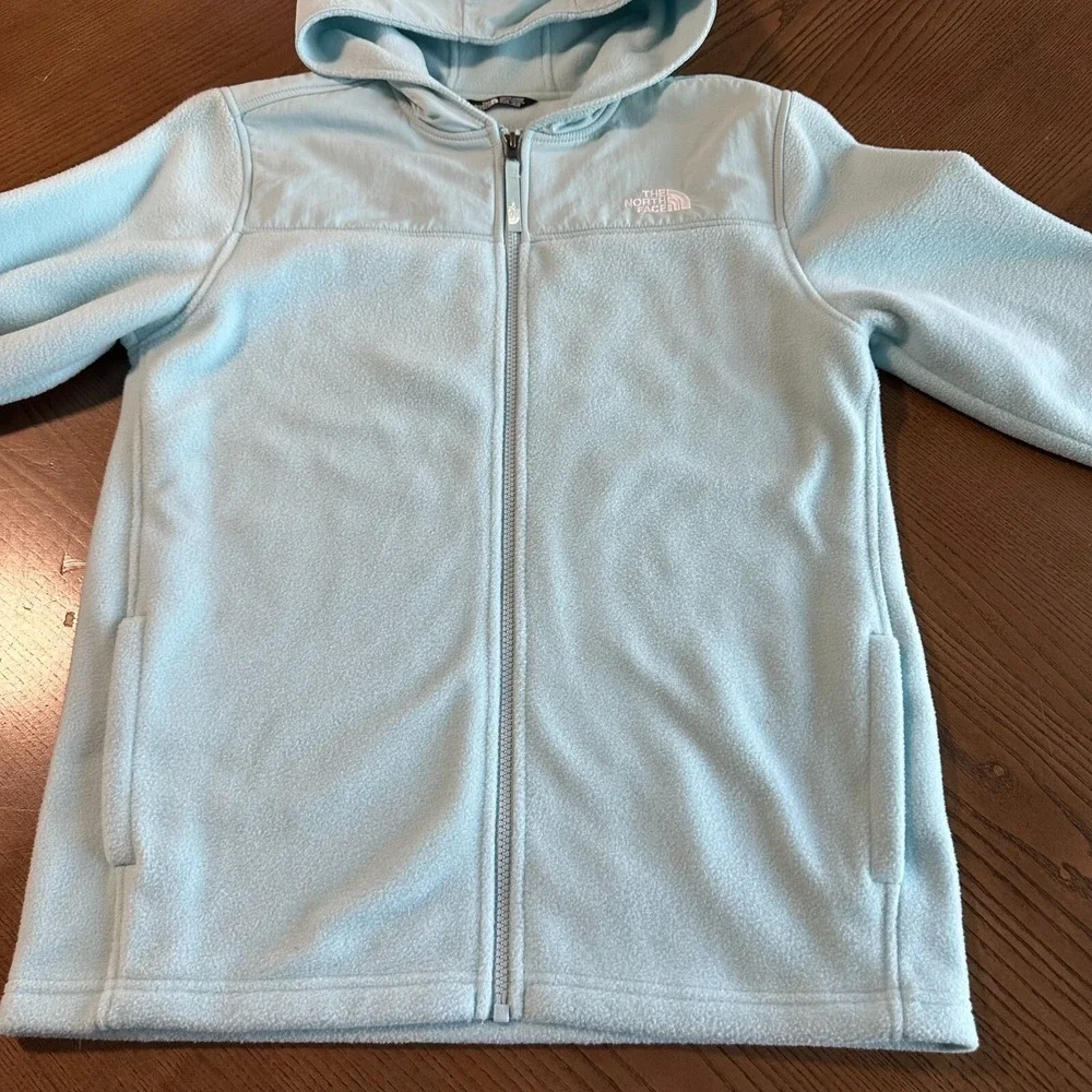 The North Face Lightweight Soft Fleece Full Zip Hooded Jacket Blue Youth XL‎